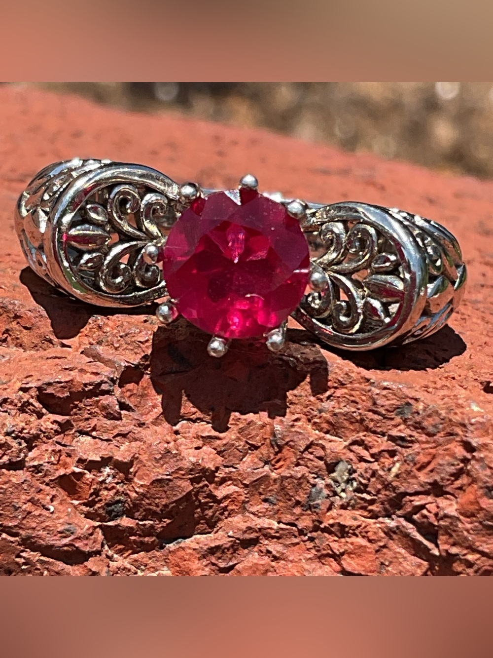 Ruby Gothic Steampunk .925 Silver Ring 7